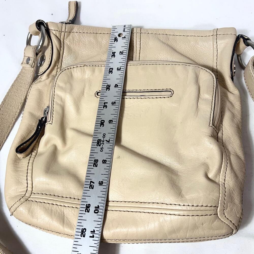 Vintage Fossil Crossbody Shoulder Bag Cream Leather Small Organizer Purse - Picture 13 of 14